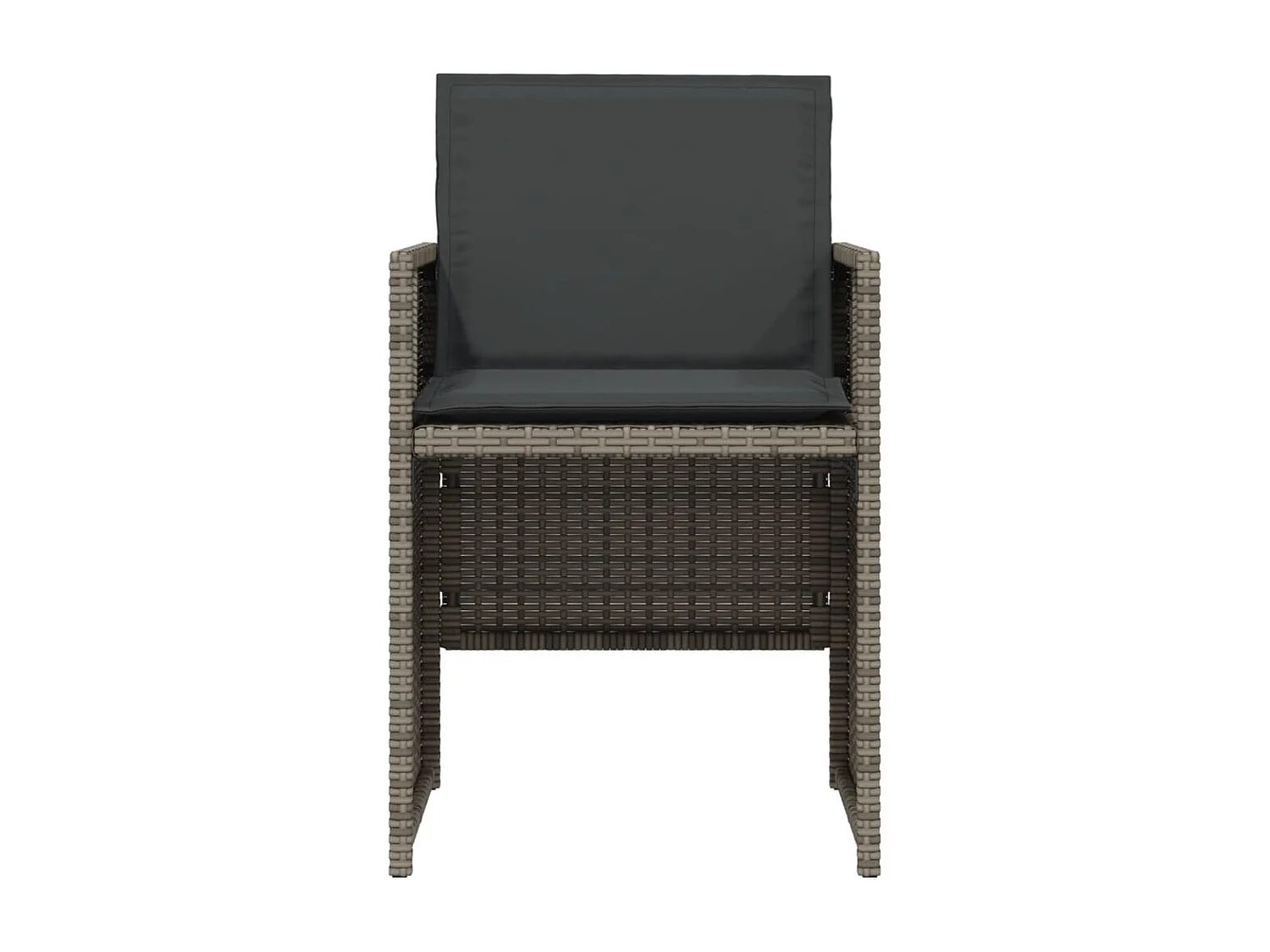 3 pcs conjunto bistrô com almofadões vime PE cinza PT264337