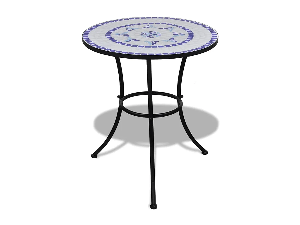 Set de mesa y sillas de jardín 3 pzas con mosaico azul y blanco ES563947