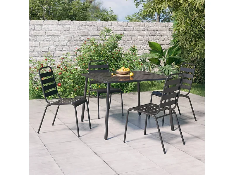Ensemble à manger de jardin 5 pcs anthracite acier FR28878