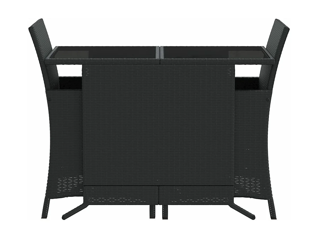 Ensemble de bistro 3 pcs avec coussins noir résine tressée FR96652