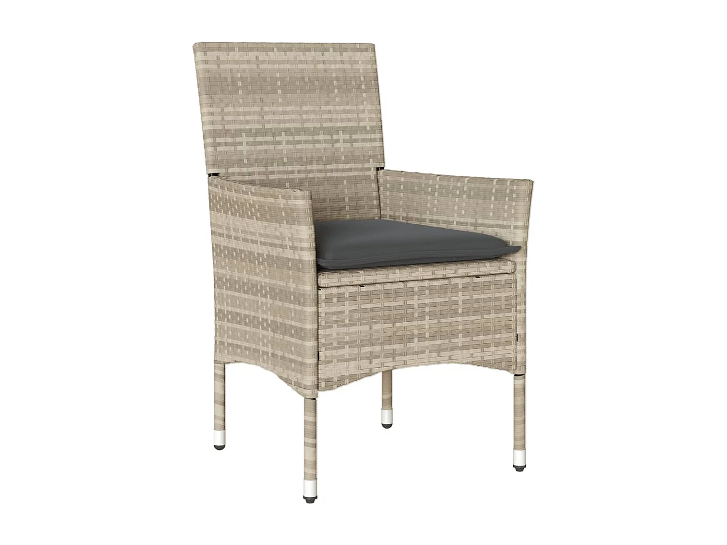 Set comedor jardín 3 pzas y cojines ratán PE vidrio gris claro ES574211