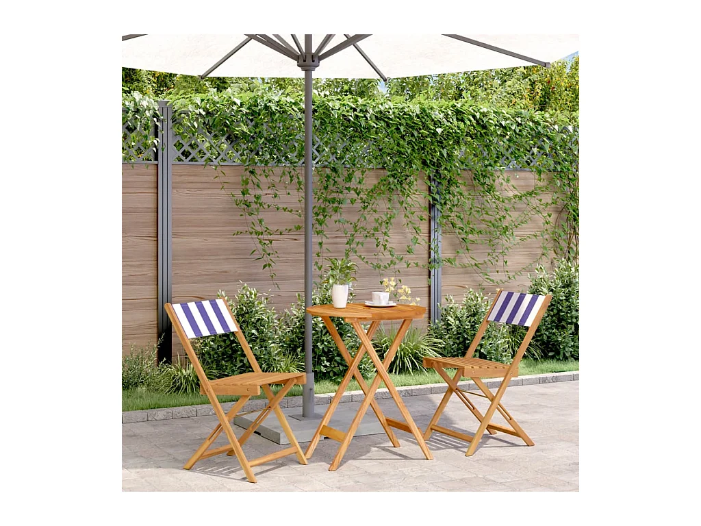 Juego de bistro de 3 piezas tela y madera maciza azul y blanco ES455463