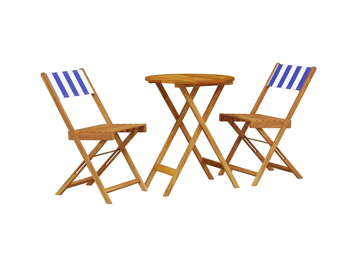 Juego de bistro de 3 piezas tela y madera maciza azul y blanco ES455463