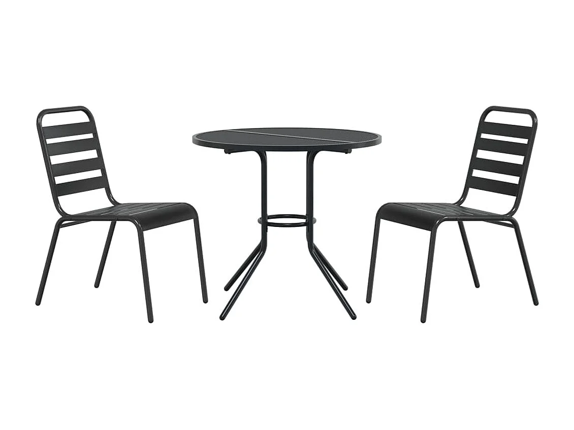 Cadeiras de jardim encastrar 3 pcs aço revestido a pó antracite PT398114