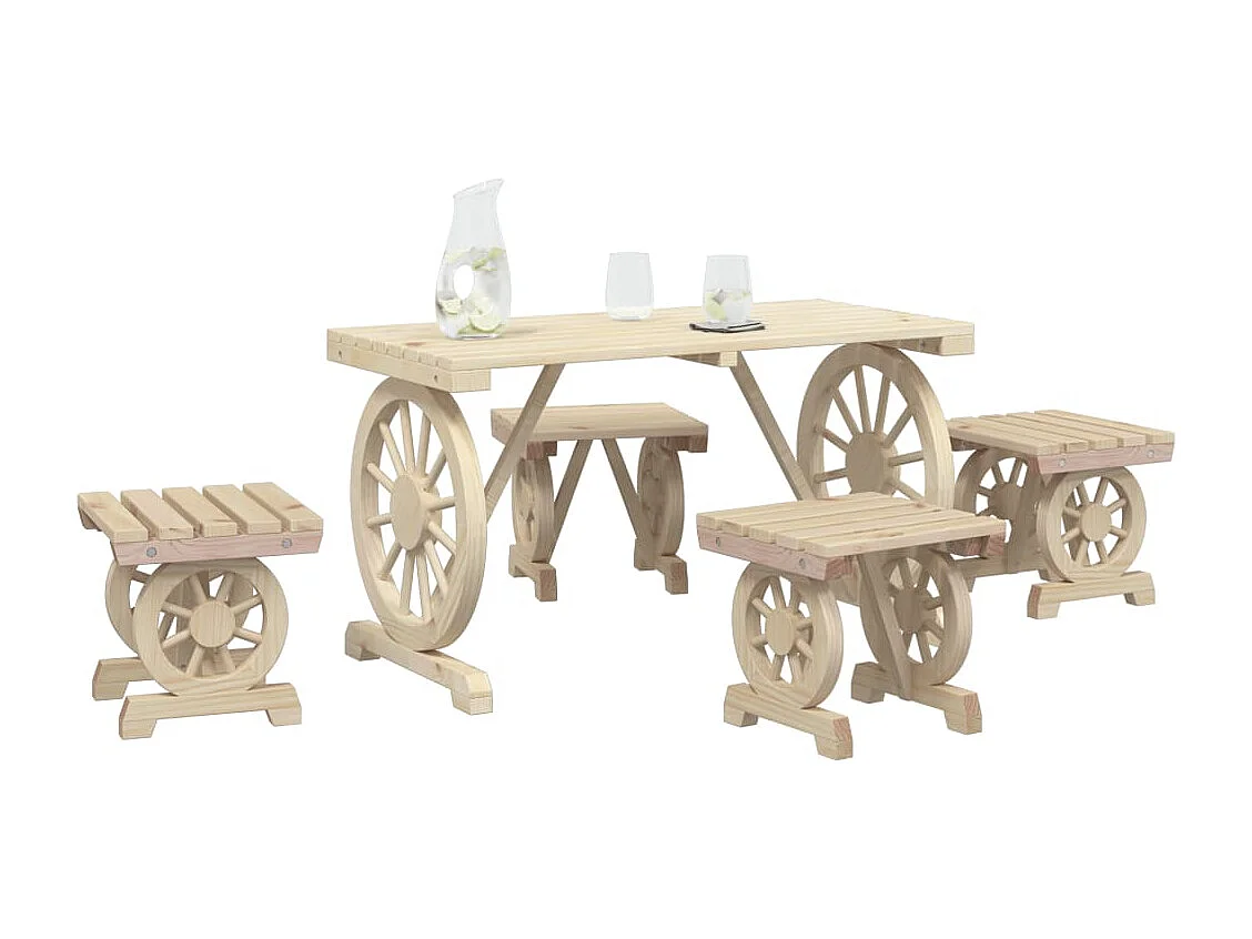 5 pcs conjunto de jantar p/ jardim madeira de abeto maciça PT645800