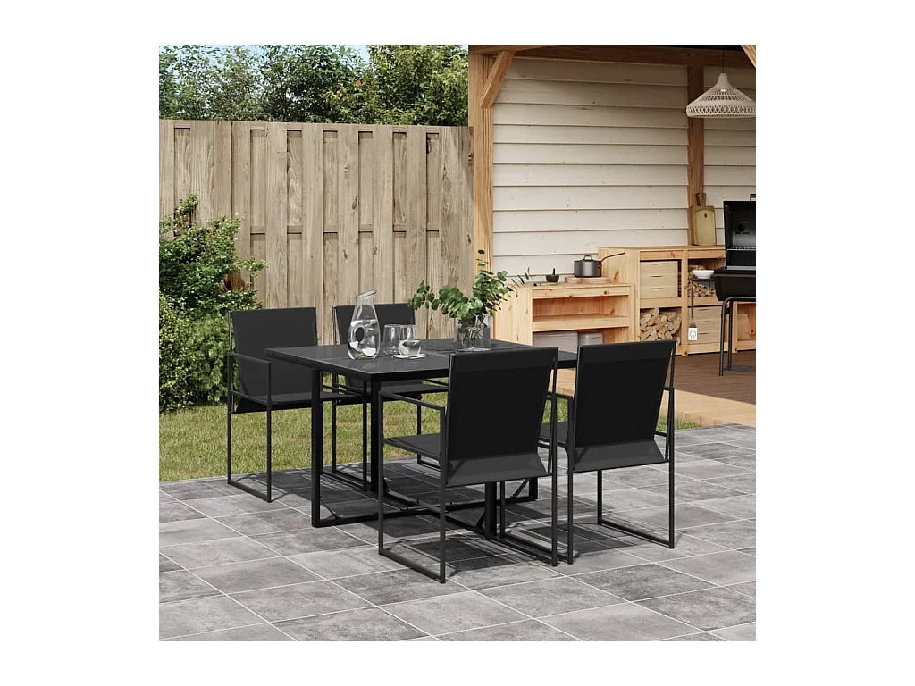 Ensemble à manger de jardin 5 pcs noir textilène FR51994