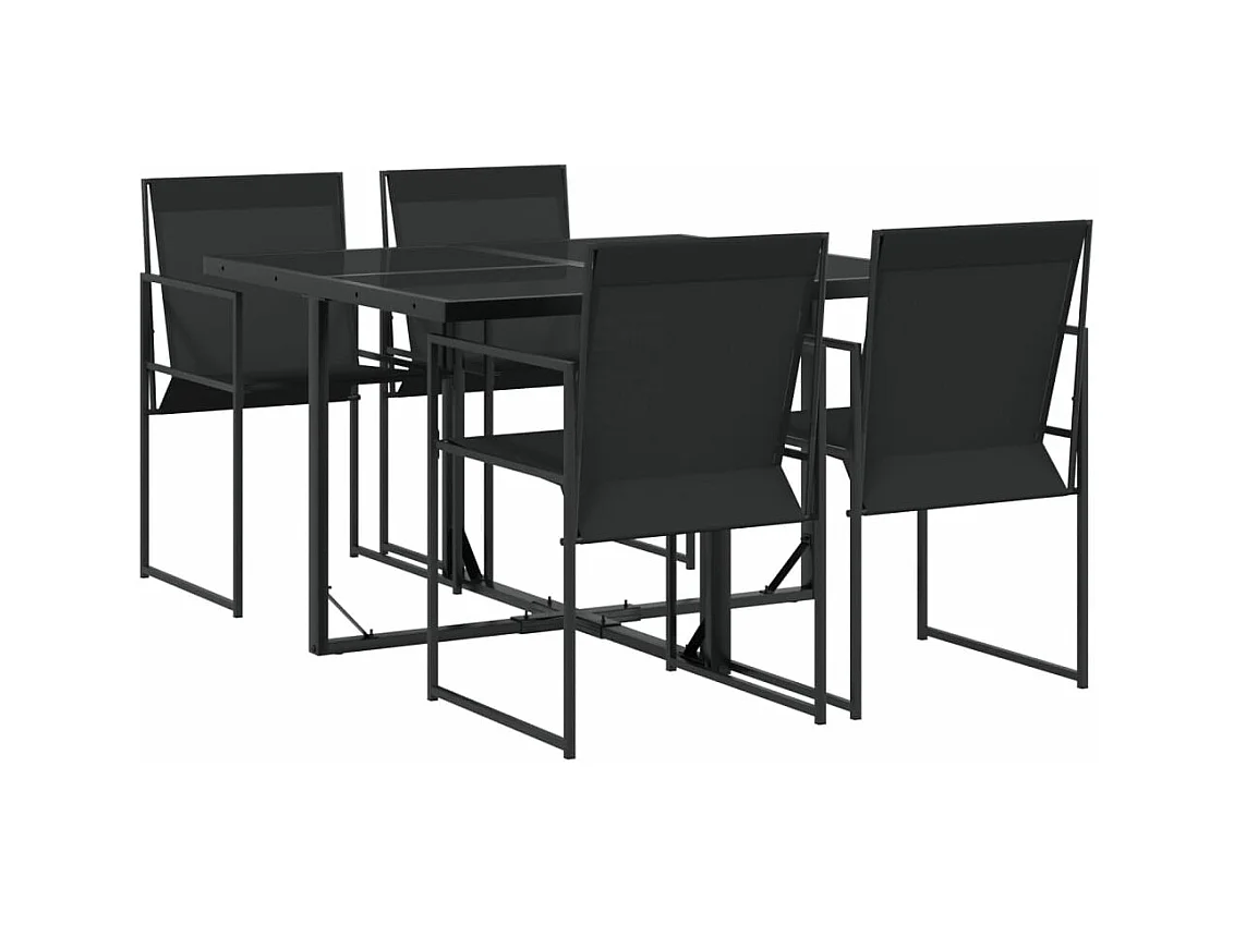 Ensemble à manger de jardin 5 pcs noir textilène FR51994