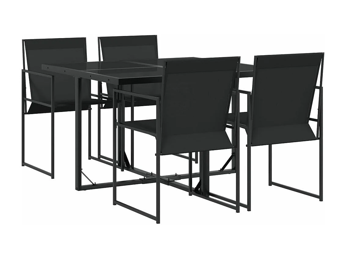 Ensemble à manger de jardin 5 pcs noir textilène FR51994