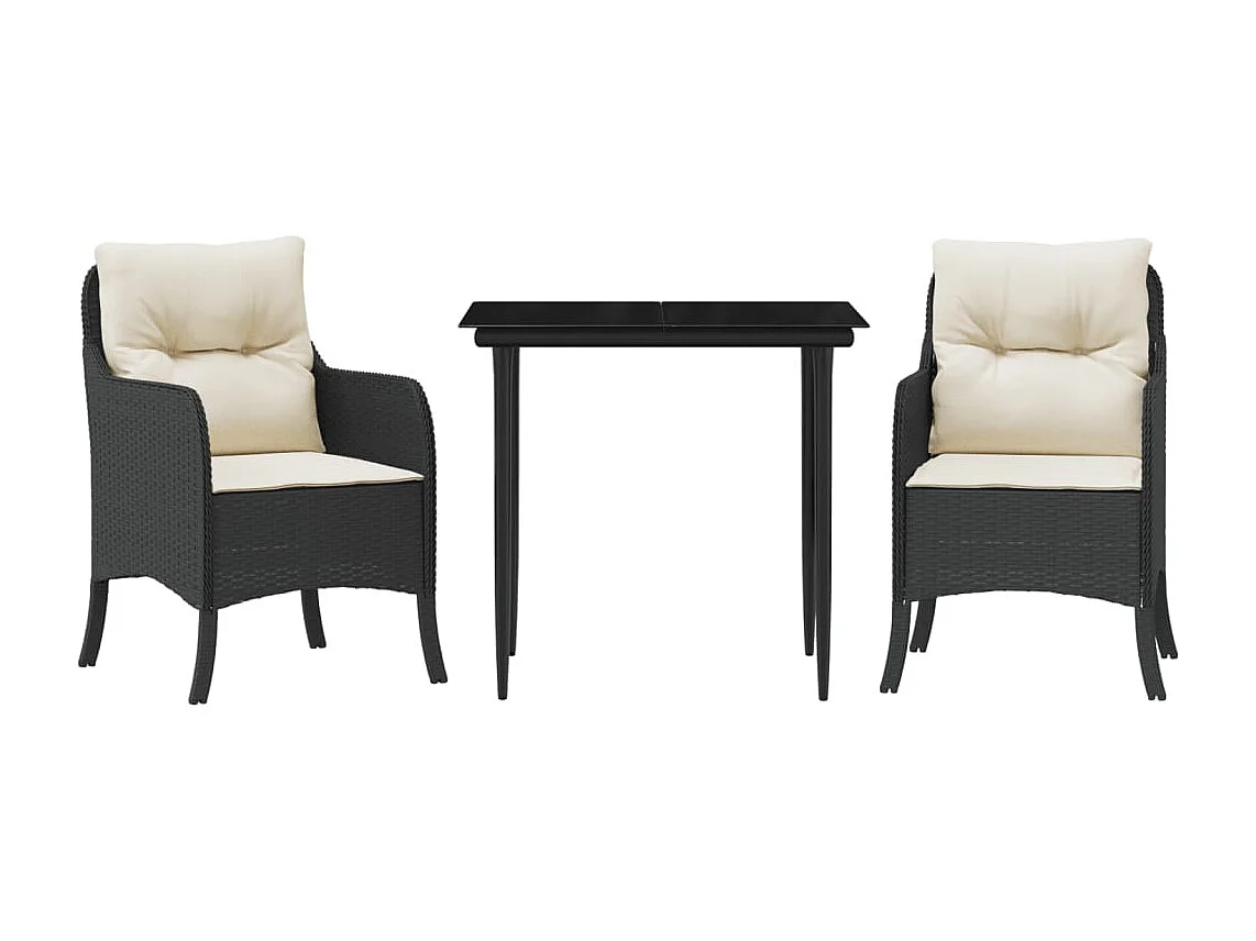 Ensemble à manger de jardin avec coussins 3 pcs Noir FR36252