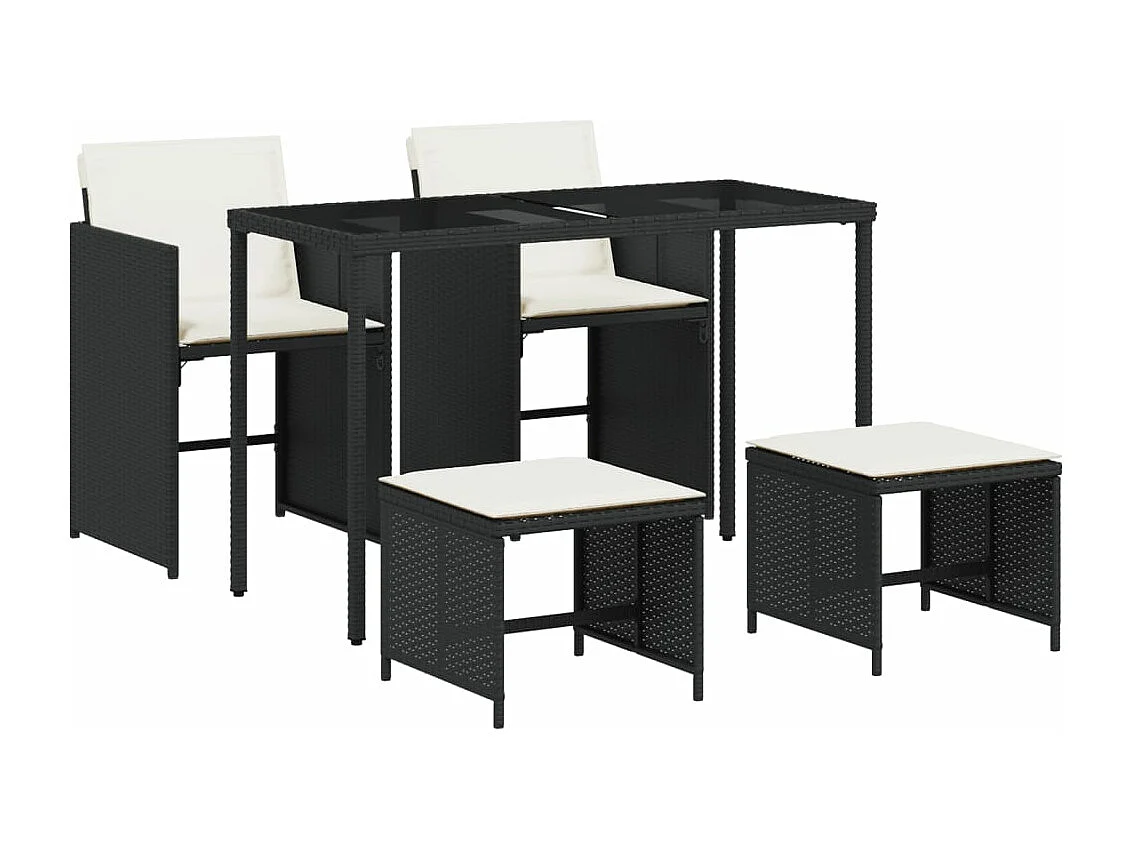 Ensemble à manger de jardin coussins 5pcs Noir Résine tressée FR99697