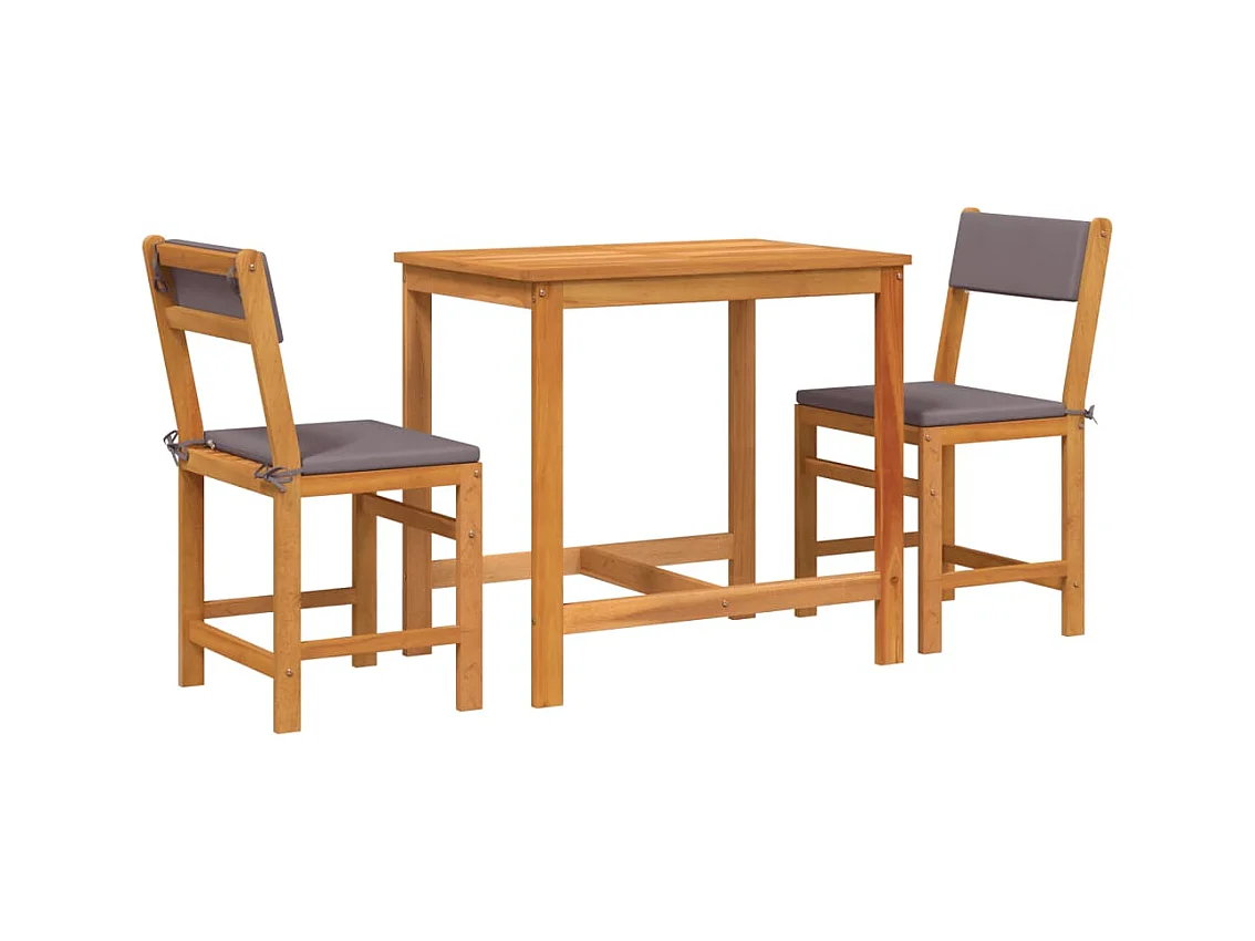 Juego de balcón con cojines 3 piezas madera maciza de acacia ES651262