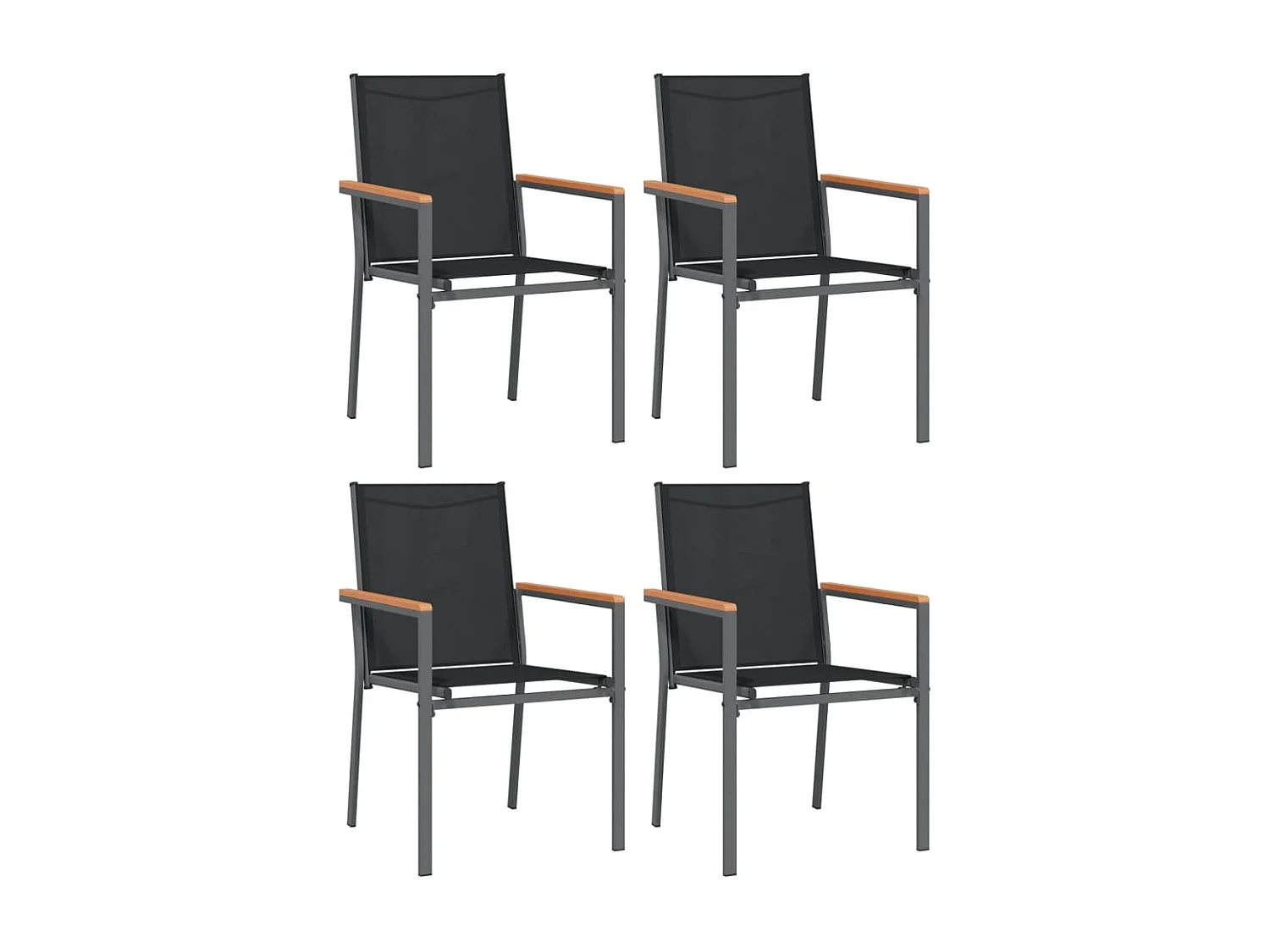 Ensemble à manger de jardin 5 pcs noir textilène et acier FR20651