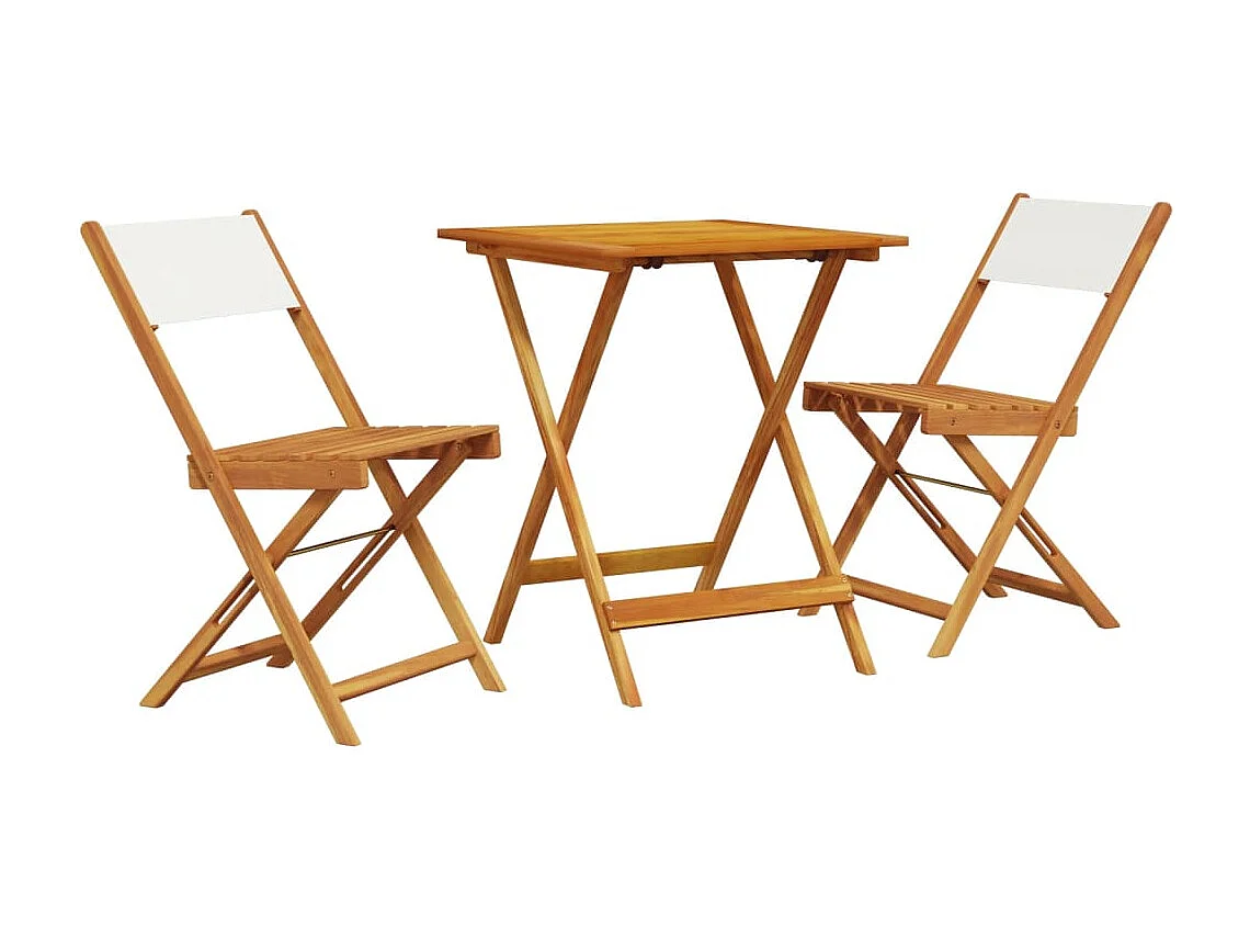 Ensemble de bistro 3 pcs blanc crème tissu et bois massif FR15476