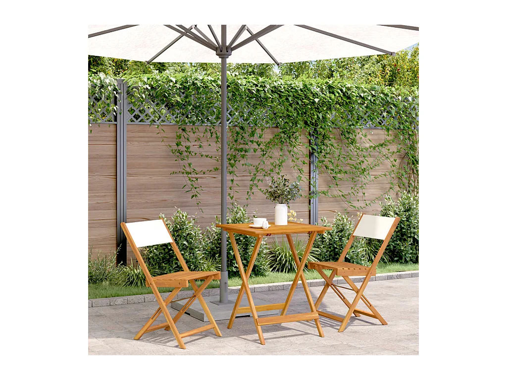 Juego de bistro de 3 piezas tela y madera maciza blanco crema ES146737