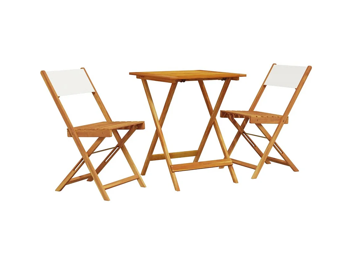 Juego de bistro de 3 piezas tela y madera maciza blanco crema ES146737