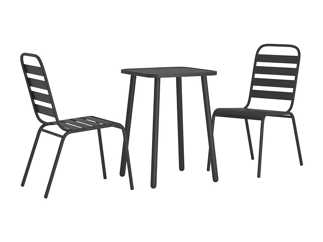 3 pcs conjunto de jantar para jardim aço antracite PT166444