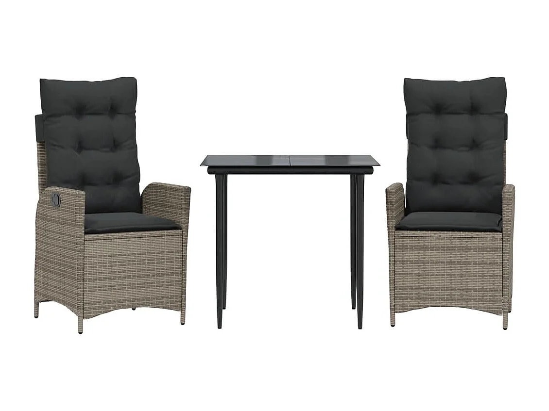 Ensemble à manger de jardin 3 pcs coussins gris résine tressée FR51696