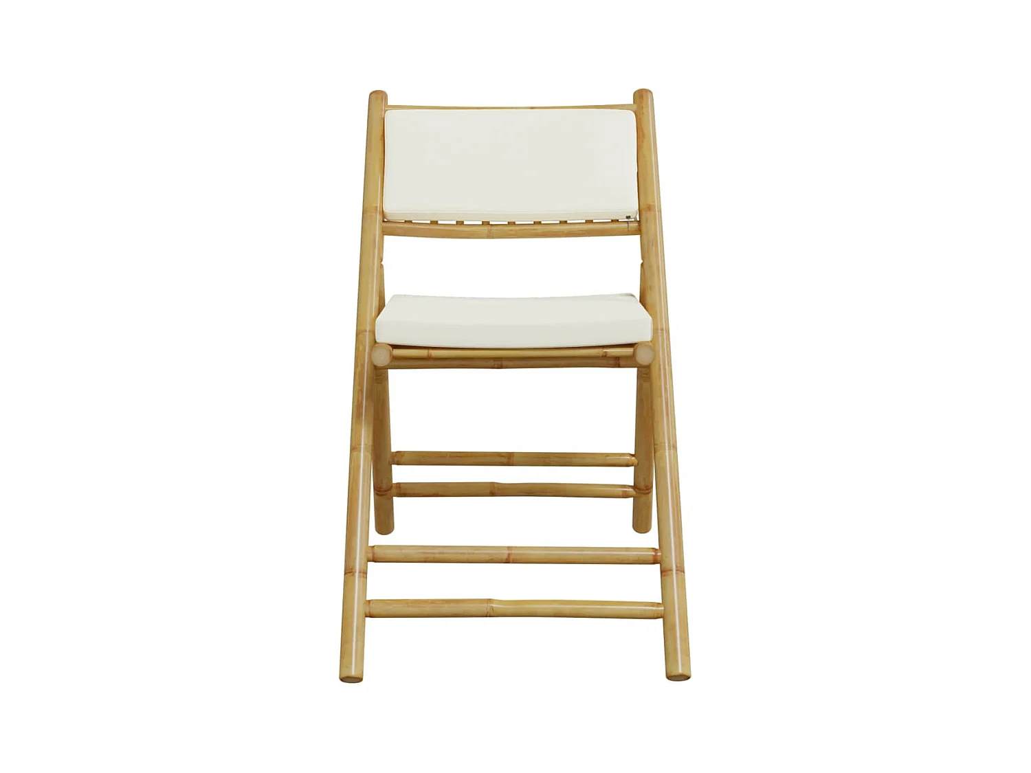 Juego de bistró plegable con cojines 5 pzas bambú blanco crema ES299012