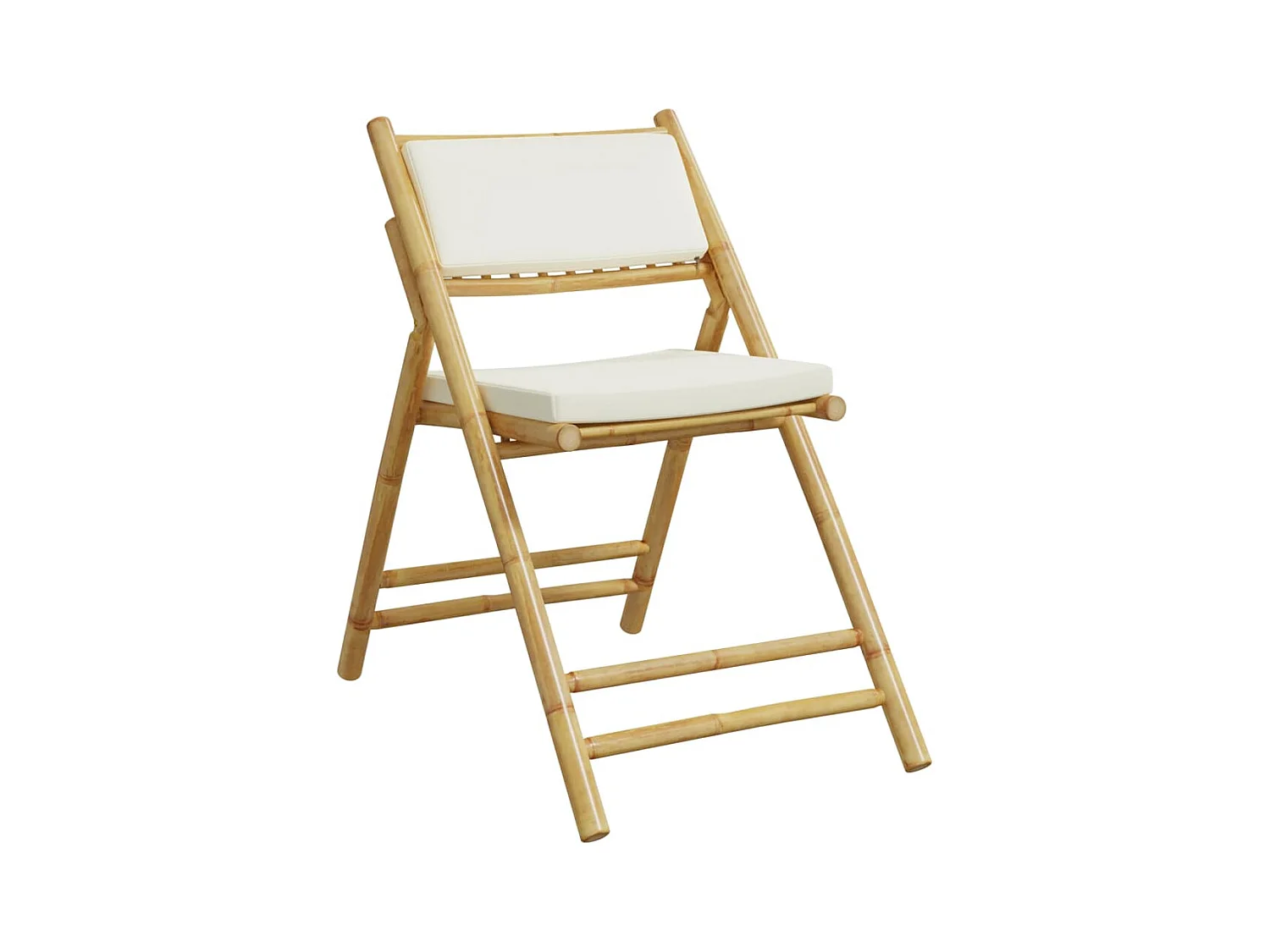 Juego de bistró plegable con cojines 5 pzas bambú blanco crema ES299012