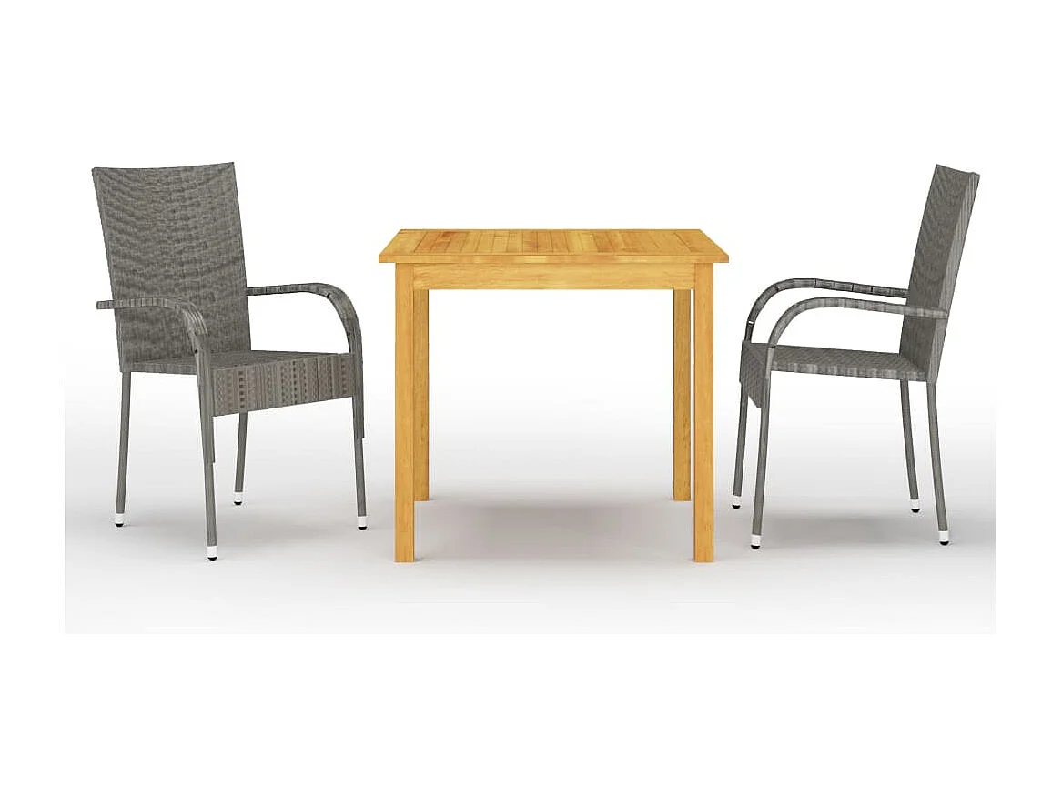 Ensemble de salle à manger de jardin 3 pcs Gris FR47359