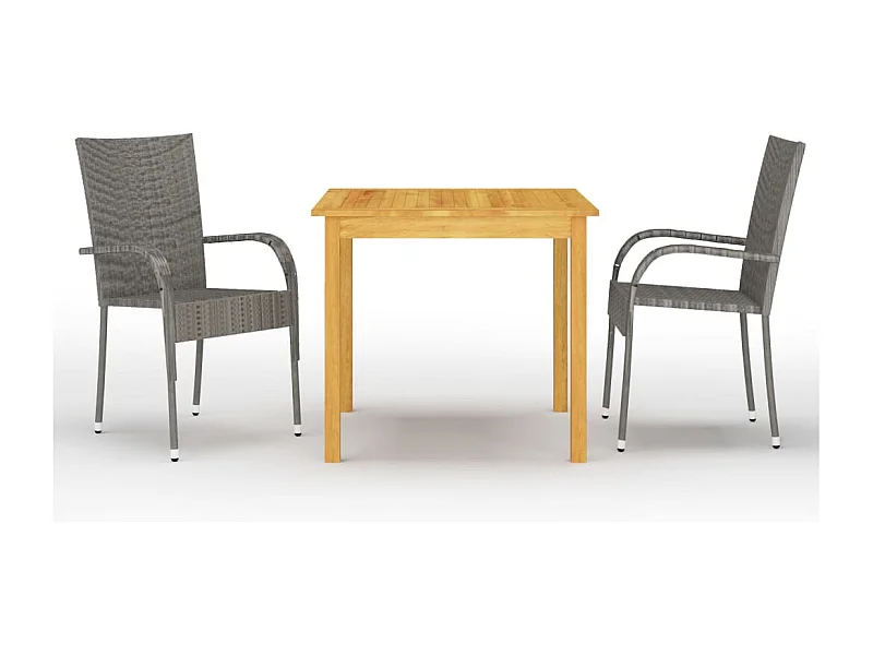 Juego de comedor para jardín 3 piezas gris ES963767