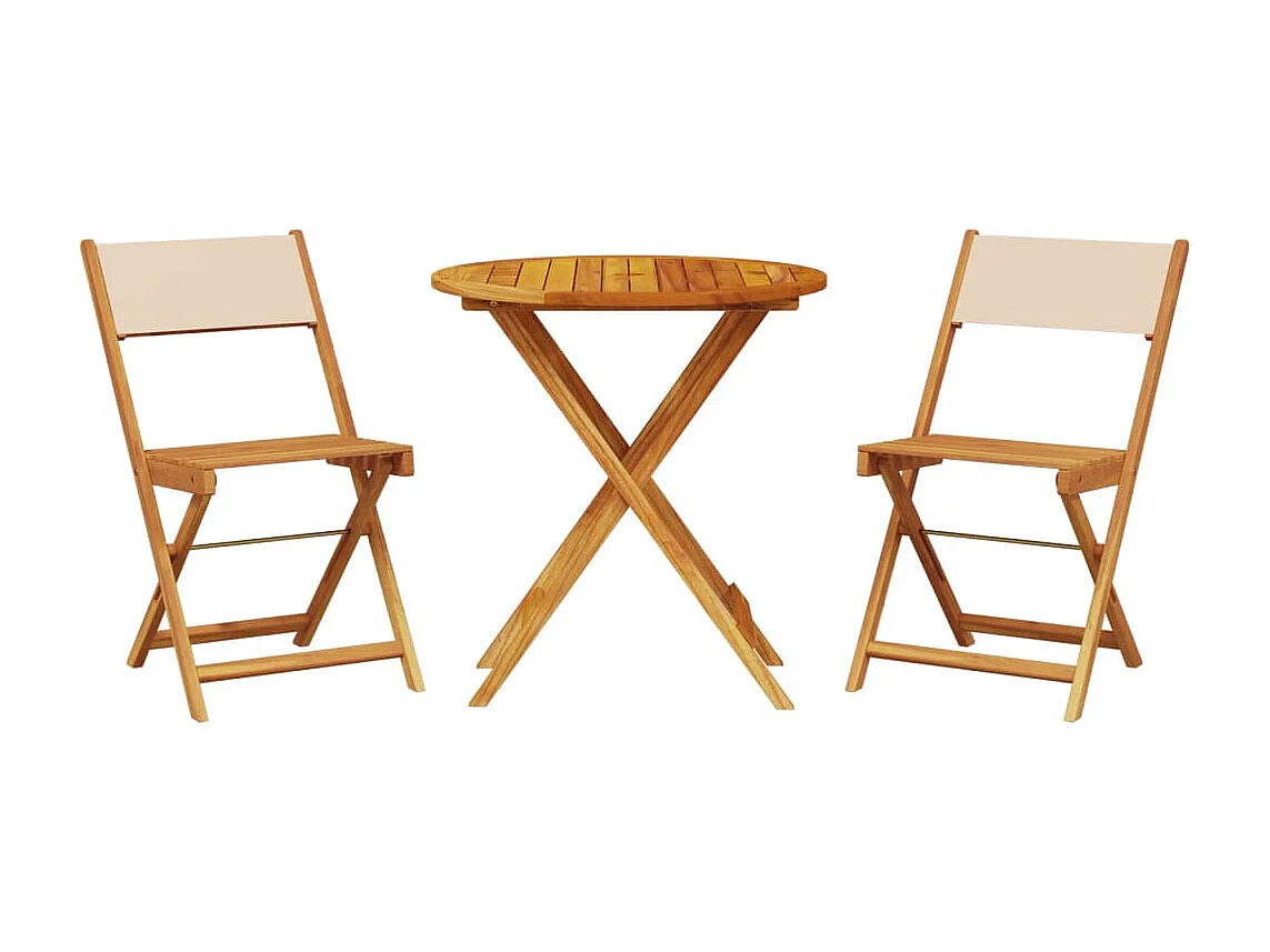 3-delige Bistroset stof en massief hout beige BE847325