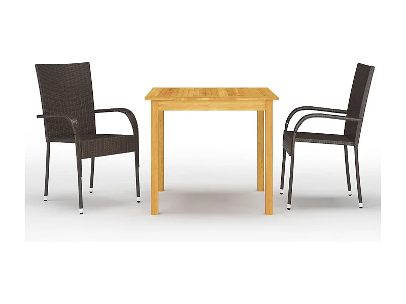 Ensemble de salle à manger de jardin 3 pcs Marron FR77954