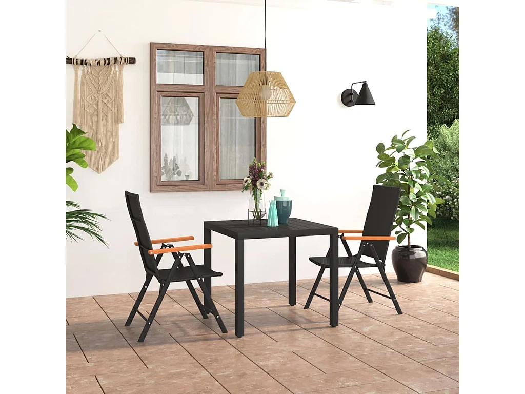 Ensemble de salle à manger de jardin 3 pcs Noir et marron FR93441