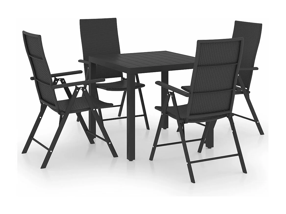 Ensemble de salle à manger de jardin 5 pcs Noir FR21513