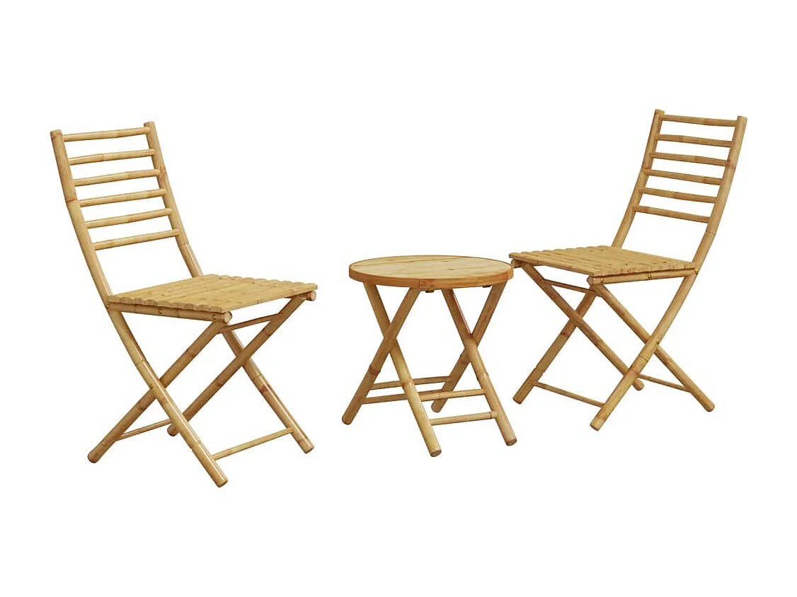 Juego de mesa y sillas de jardín 3 piezas bambú ES670843