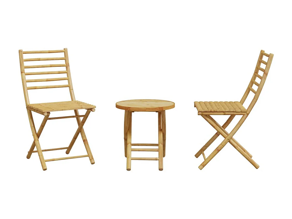 Juego de mesa y sillas de jardín 3 piezas bambú ES670843