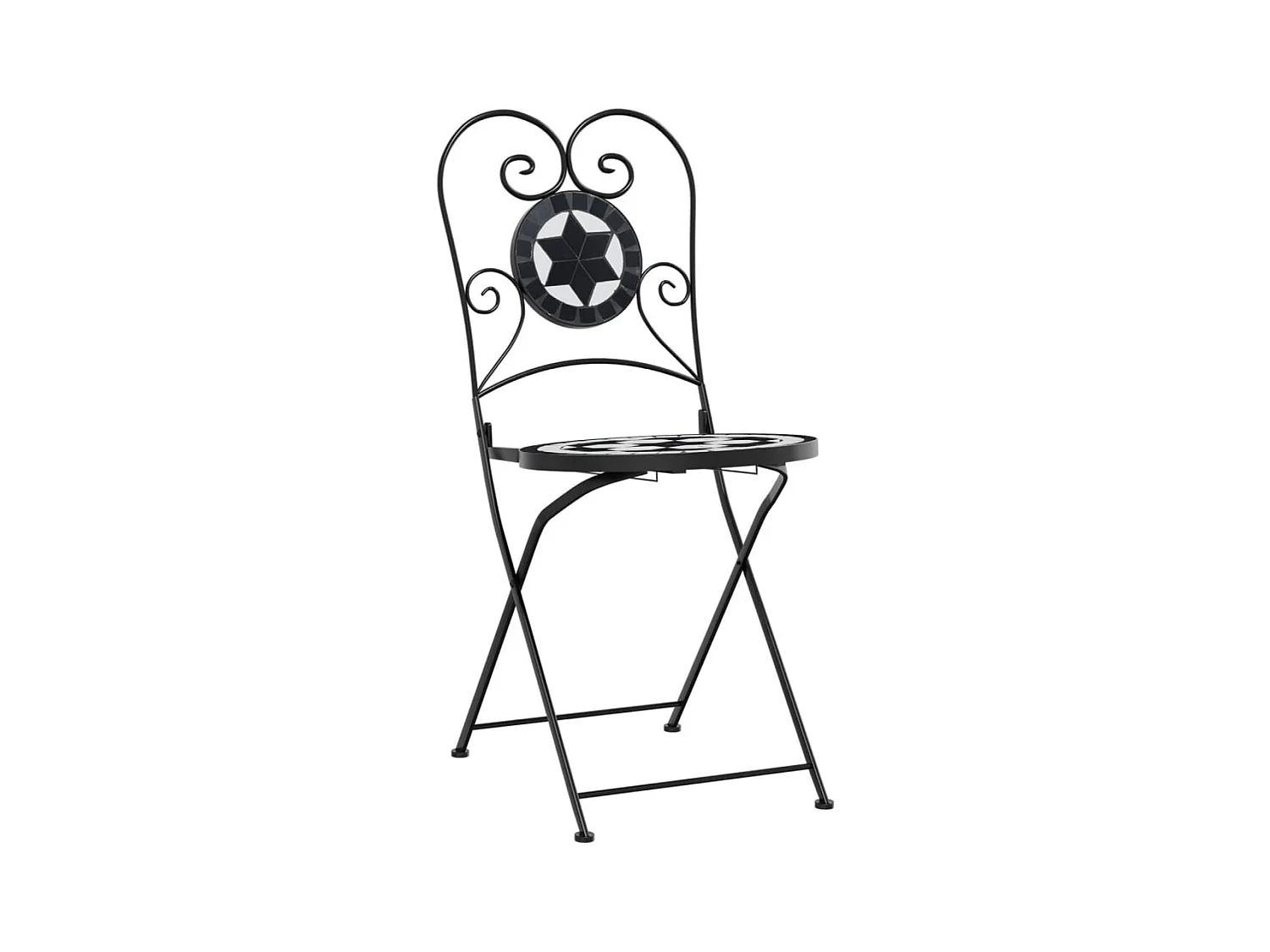 Ensemble de bistro mosaïque noir et blanc fer et céramique FR40678