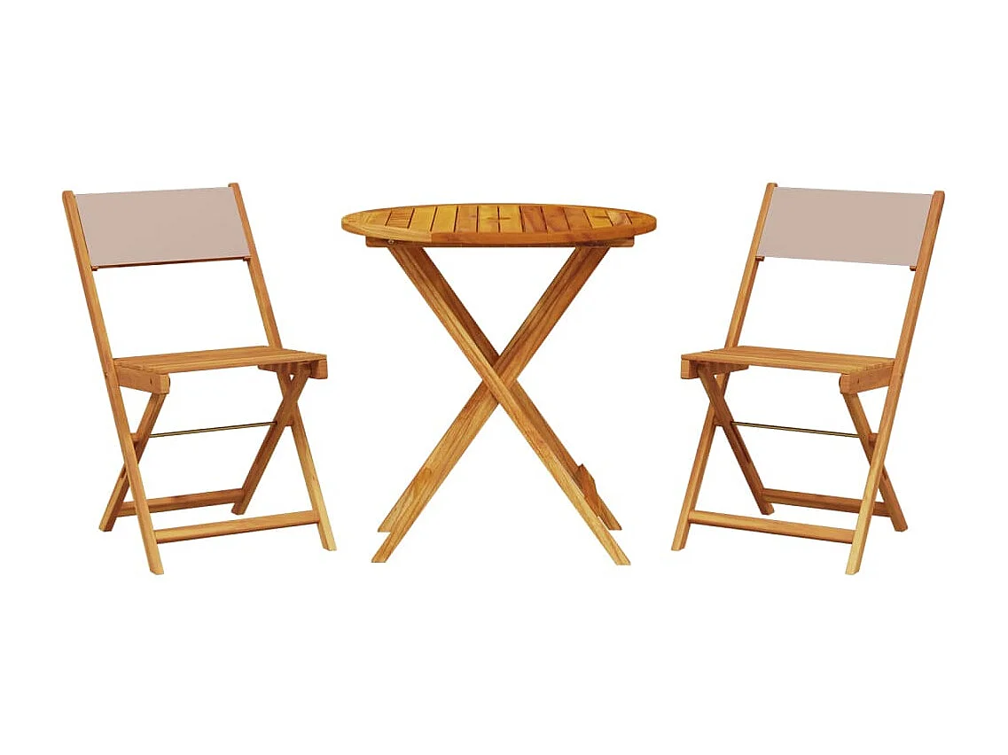 Ensemble de bistro 3 pcs taupe tissu et bois massif FR45244