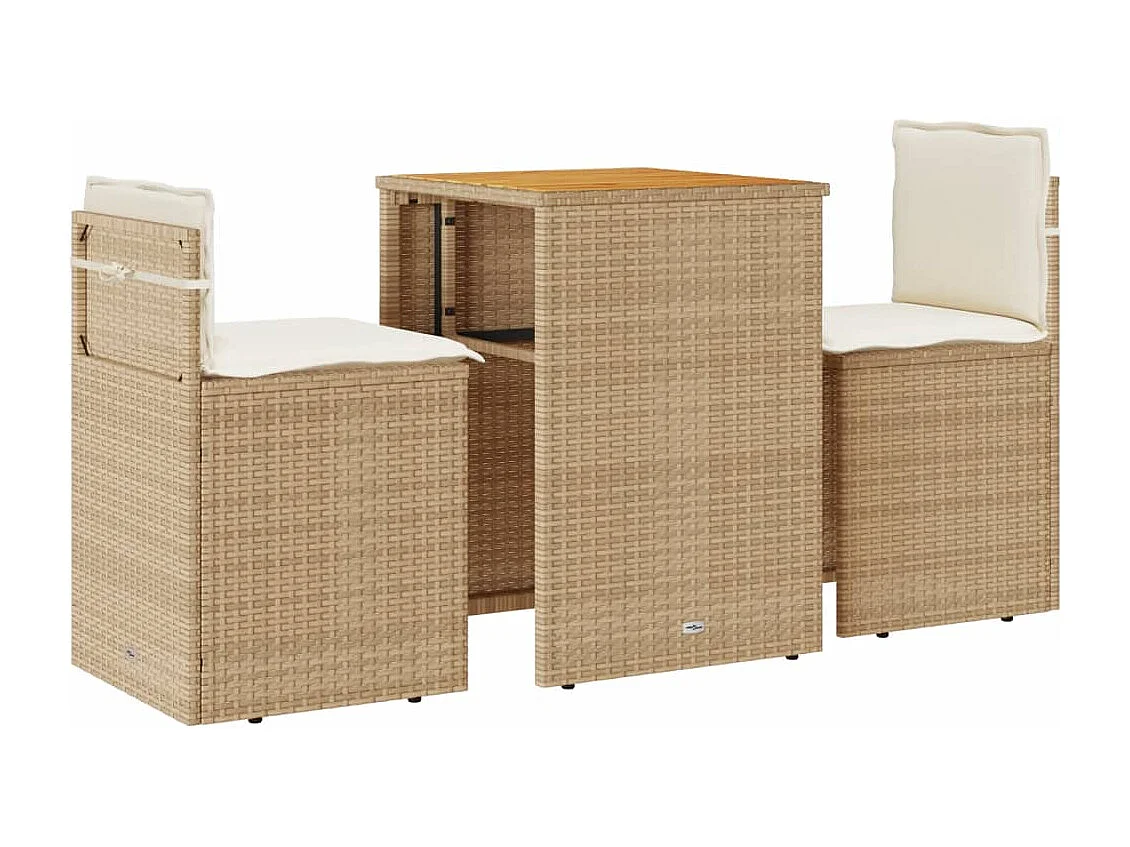 Ensemble de bistro 3 pcs avec coussins beige résine tressée FR92586