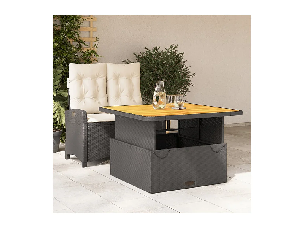 2-delige Tuinset met kussens poly rattan zwart BE146698