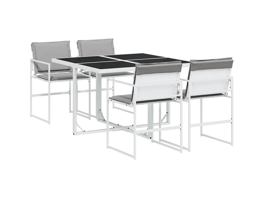 Juego de comedor de jardín 5 pzas con cojines textilene blanco ES336792