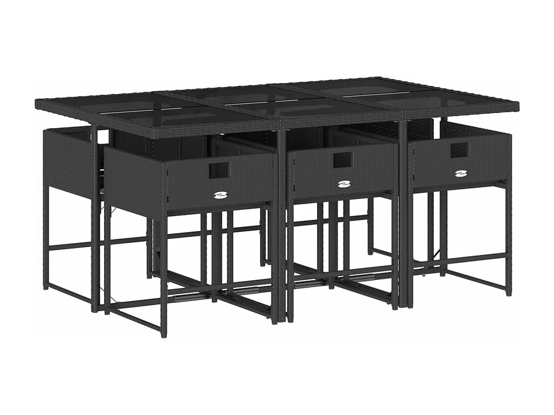 Set de comedor de jardín 7 pzas y cojines ratán sintético negro ES753588