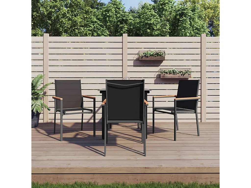 Ensemble à manger de jardin 5 pcs noir textilène et acier FR96564