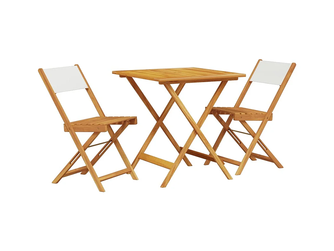 Juego de bistro de 3 piezas tela y madera maciza blanco crema ES922608