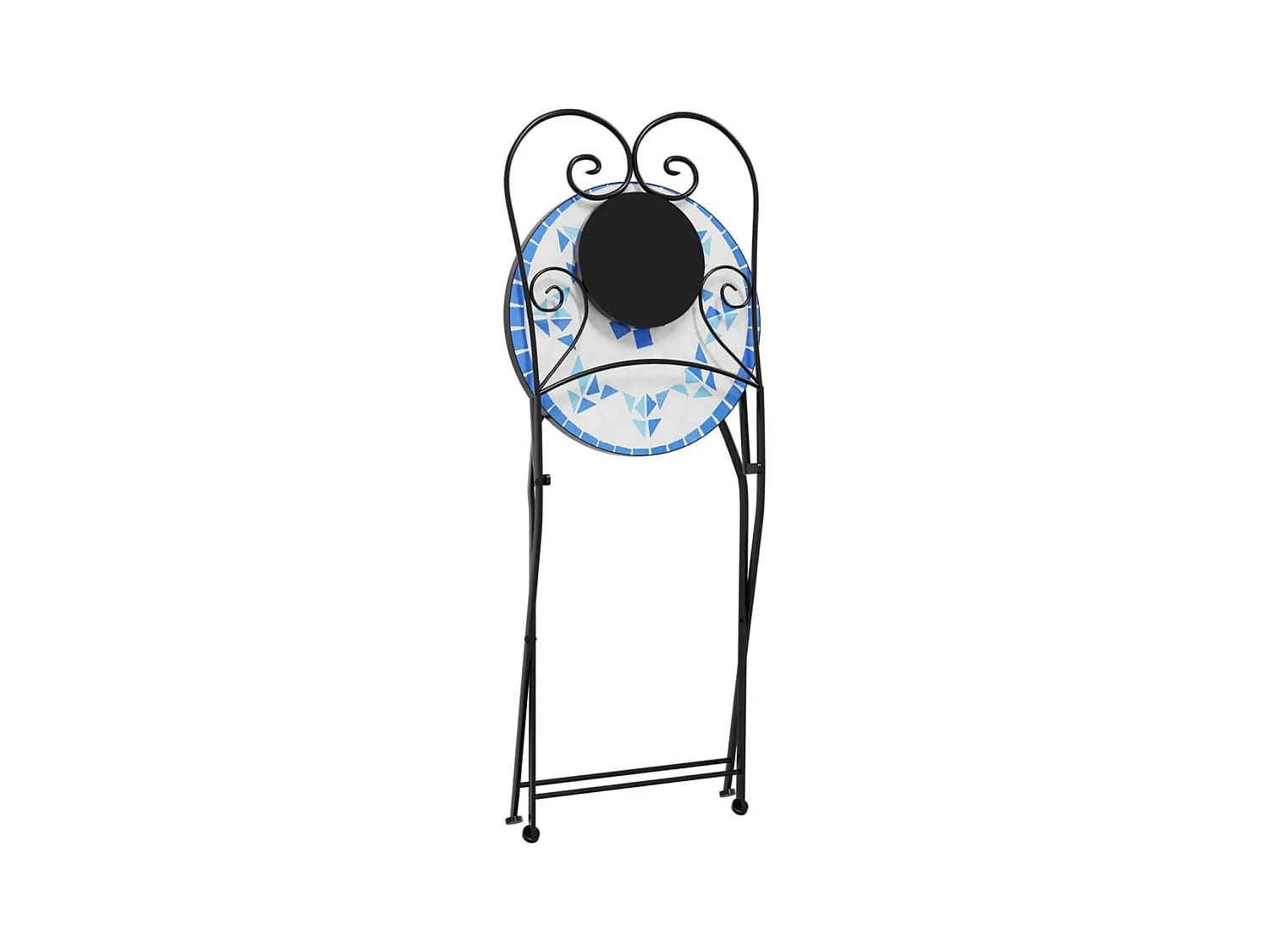 Ensemble de bistro mosaïque bleu et blanc fer et céramique FR32075