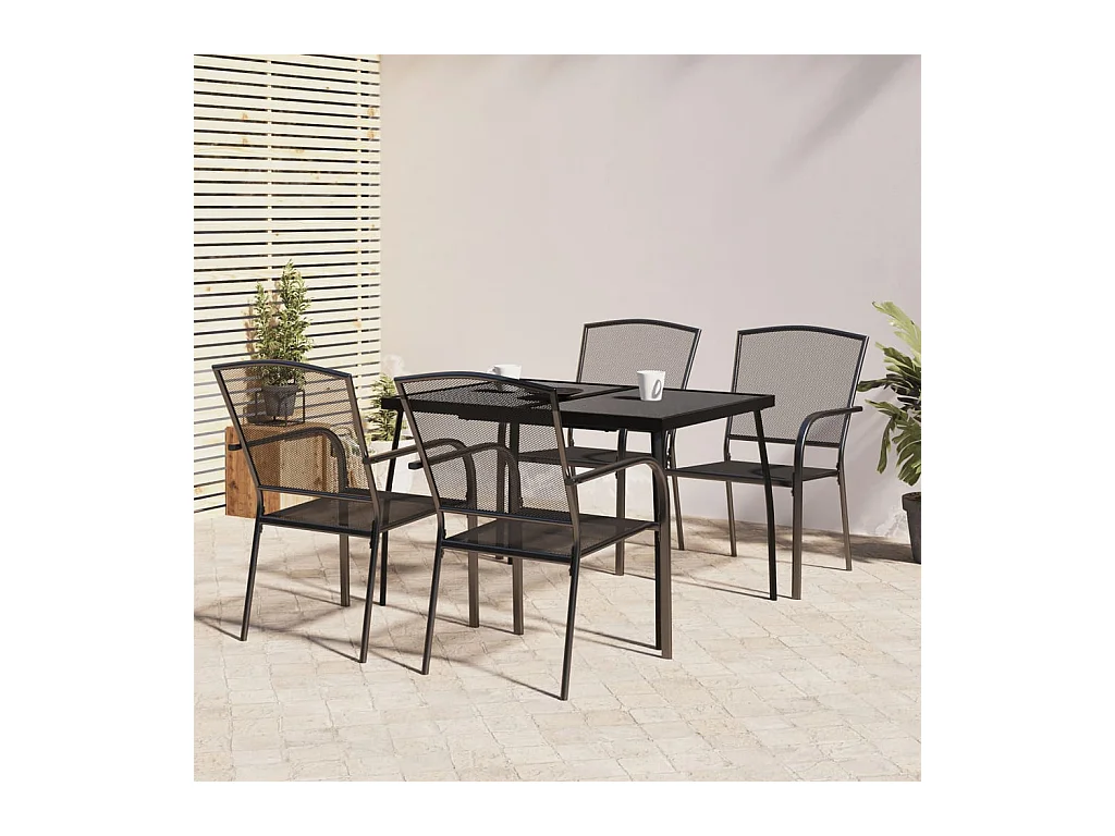 Juego de comedor de jardín 5 piezas acero gris antracita ES348390