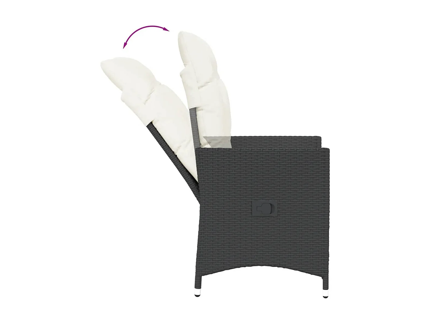 Ensemble de bistro 3 pcs avec coussins noir résine tressée FR80330