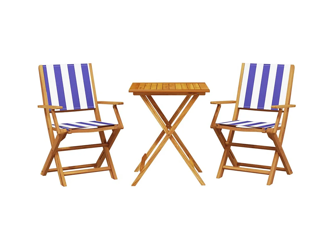 Juego de bistro de 3 piezas tela y madera maciza azul y blanco ES628713