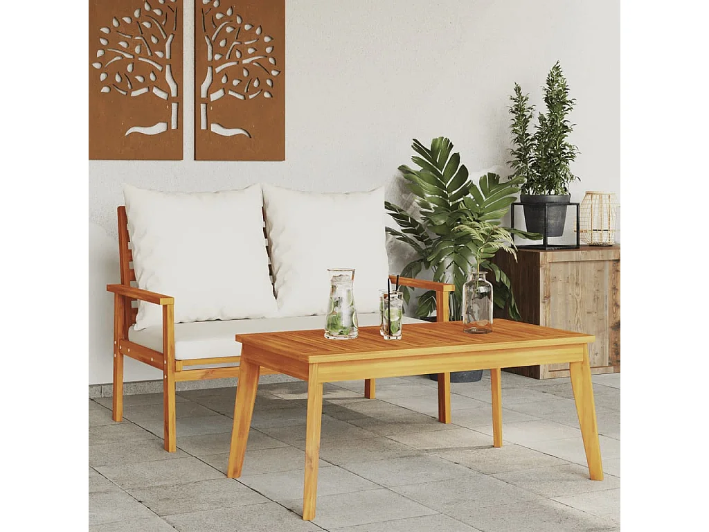 Ensemble de jardin avec coussin bois massif acacia FR64784