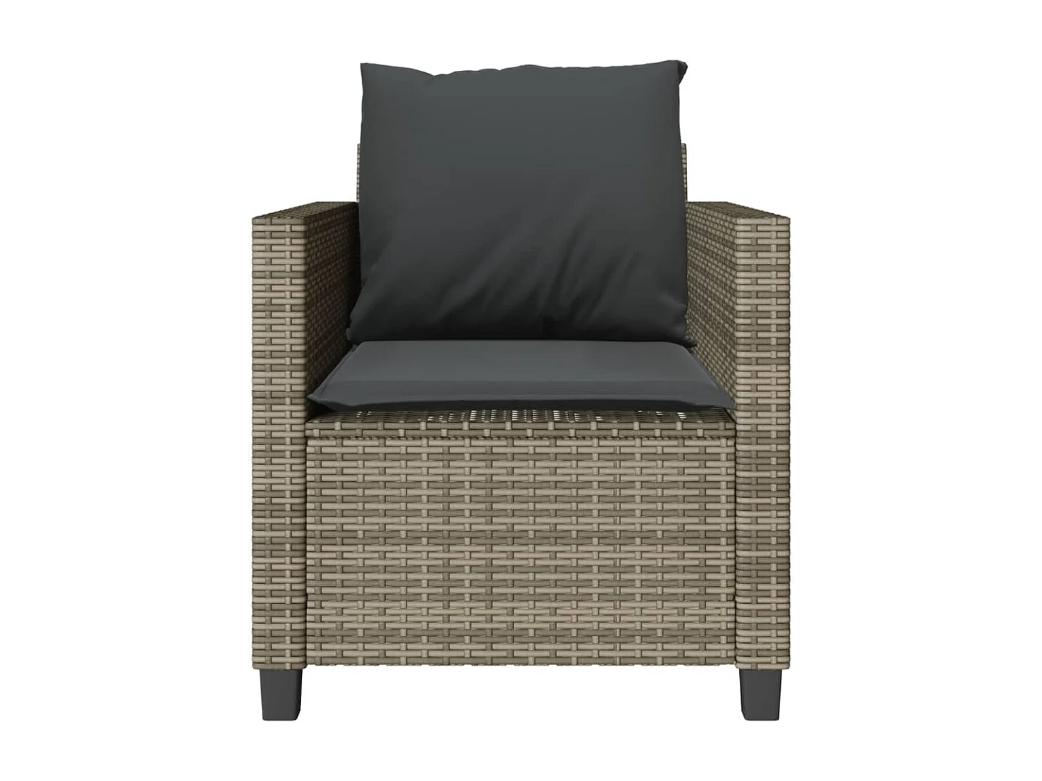 Ensemble de bistro 3 pcs avec coussins gris résine tressée FR40150