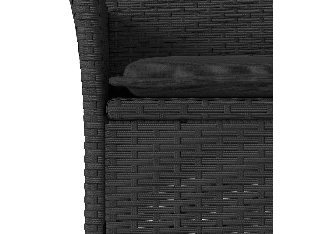 5 pcs conjunto jantar jardim c/ almofadões vime PE/acácia preto PT972837