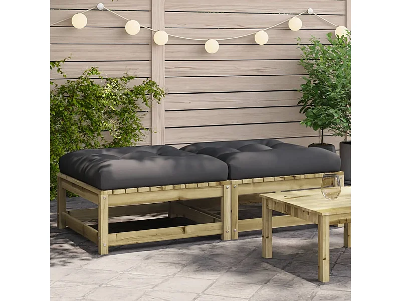 Apoios de pés p/ jardim c/ almofadões 2 pcs pinho impregnado PT582789