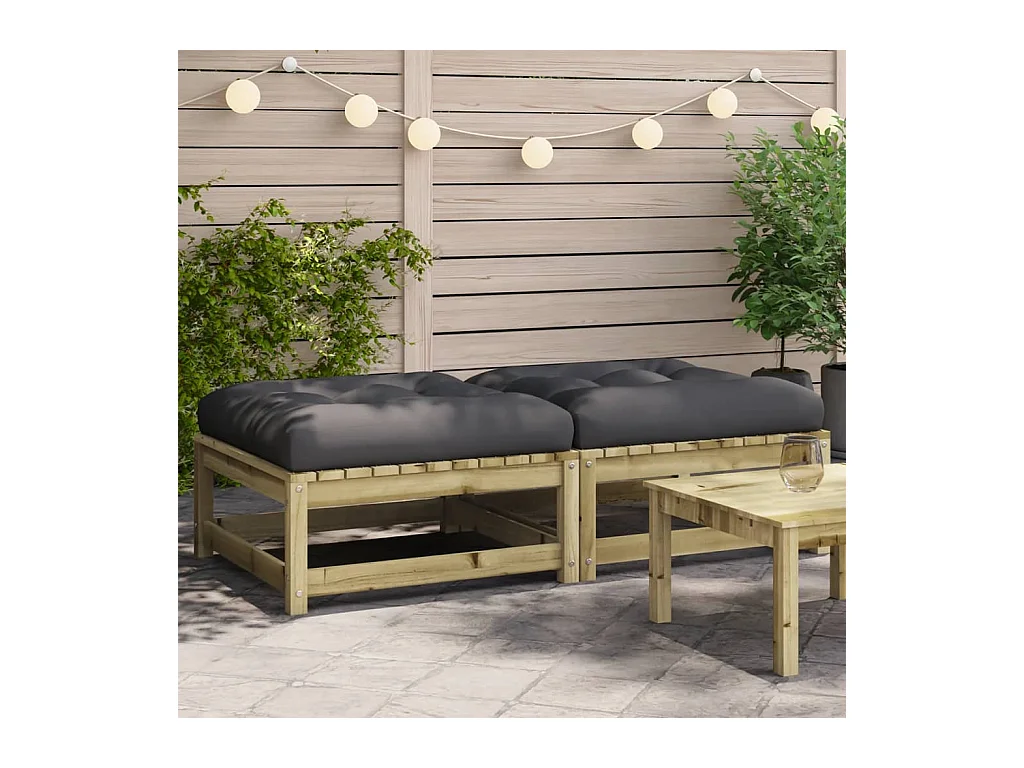 Canapé de jardin - Repose-pieds de jardin avec coussins 2 pcs bois de pin imprégné FR42204