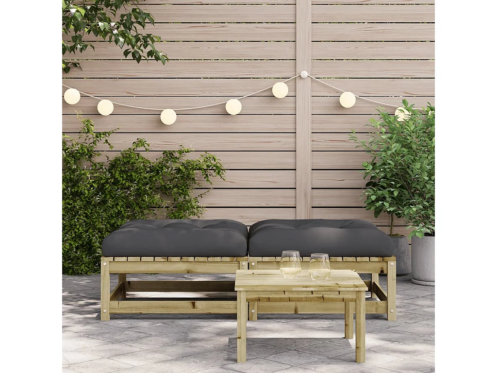 Canapé de jardin - Repose-pieds de jardin avec coussins 2 pcs bois de pin imprégné FR42204