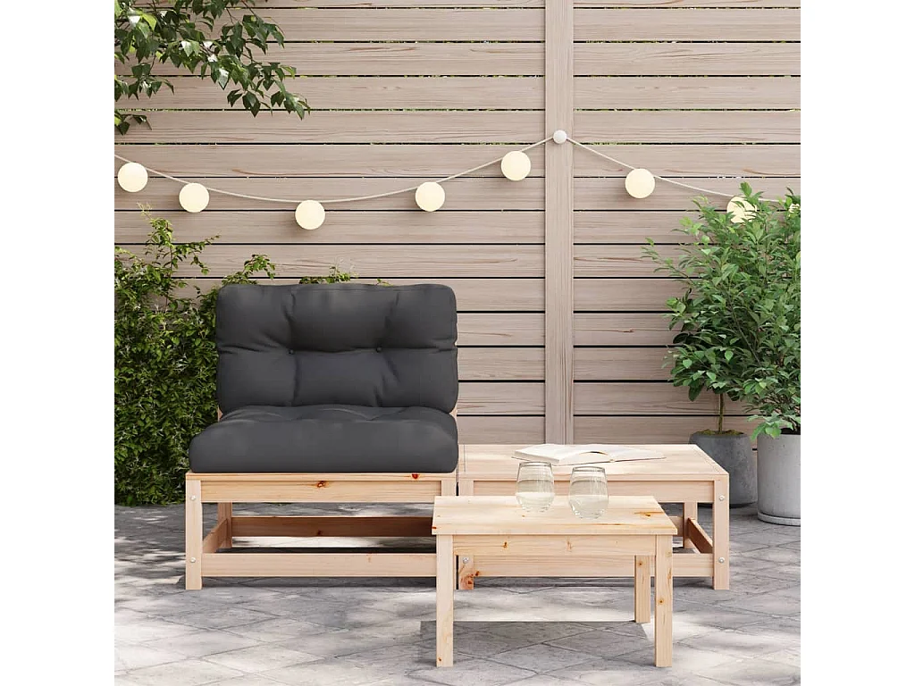 Canapé de jardin sans accoudoirs avec coussins et repose-pieds FR37121